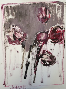 Hibiscus Sabdariffa - Huile sur papier, 80 × 60 cm, 2018