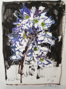 Hyacinthus - Huile sur papier, 80 × 60 cm, 2018